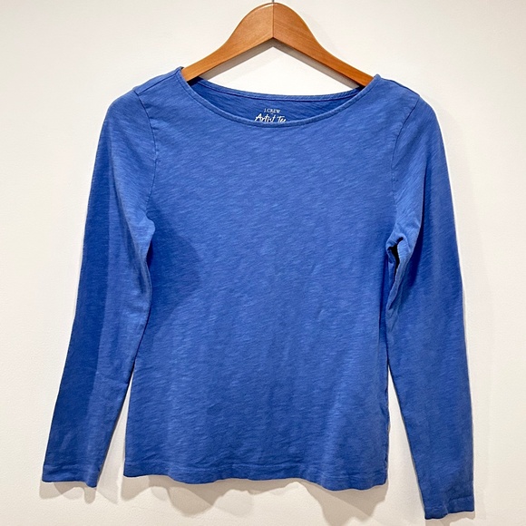 J.Crew Factory Long-Sleeve Boat Neck Artist Tee - Small - Periwinkle Blue - Picture 1 of 5